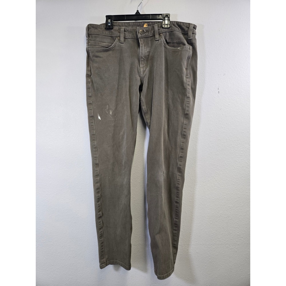 Carhartt Workwear Utility Slim Fit Straight Leg Pants Olive Brown 12 Tall
